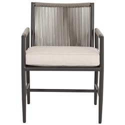 Aurora Mid Century Ash Cushion Aluminum Outdoor Dining Arm Chair
