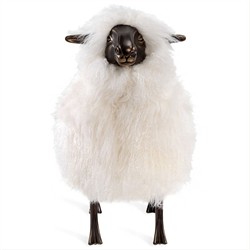 Seamus Modern Ivory Sheepskin Antique Bronze Sheep Statue|