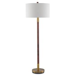 Rolly Modern Classic Brown Wood Antique Brass Metal Floor Lamp