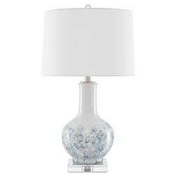Marianne Modern Classic White Ceramic Blue Floral Table Lamp