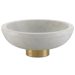 Holly Modern Classic White Marble Brass Decorative Bowl - Large