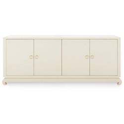 Meredith Modern Classic Beige Grasscloth Wood Media Cabinet