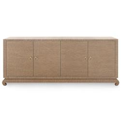 Meredith Modern Classic Brown Grasscloth Wood Media Cabinet