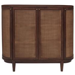 Daphne Mid Century Dark Acacia Wood Woven Cane Rattan Sideboard