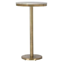 Freya Modern Classic White Marble Antique Brass Bar Table - 24&quot;
