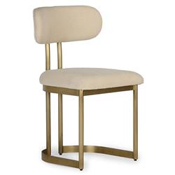 Freya Hollywood Regency Cream Upholstered Antique Brass Dining Side Chair