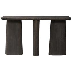 Laura Rustic Lodge Black Oak Wood Round Edge Console Table