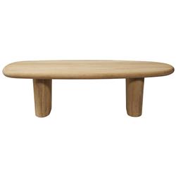 Laura Modern Classic Natural Oak Wood Round Edge Oval Coffee Table