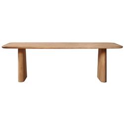 Laura Rustic Brown Oak Wood Round Edge Double Pedestal Base Dining Table - 84&quot;W