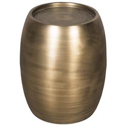 Zelda Industrial Loft Antique Brass Mild Steel Barrel Side Table