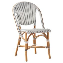 Gene Coastal Beach White Woven Rattan Dining Side Chair