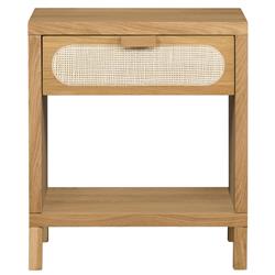 Allie Coastal Light Brown Oak Wood Nightstand
