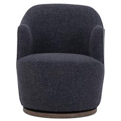 Samuel French Country Dark Grey Performance Brown Wood Swivel Arm Chair