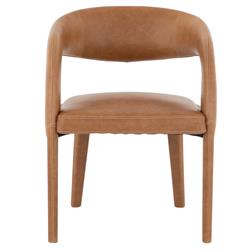 Alexander Mid Century Modern Brown Upholstered Leather Dining Arm Chair