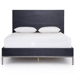 Theodore Industrial Loft Black Wood Iron Frame Bed - Queen