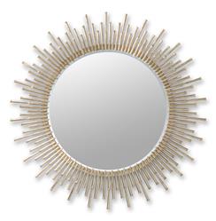 Sunburst Antique Brass Hollywood Regency Round Wall Mirror