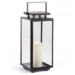 Leia Industrial Loft Black Metal and Glass Candle Outdoor Lantern - Small