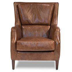 Janet Rustic Lodge Brown Leather Nailhead Trim Arm Chair