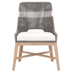 Theodore Coastal Grey Woven Fixed Cushion Mahogany Wood Dining Chair - Set of 2