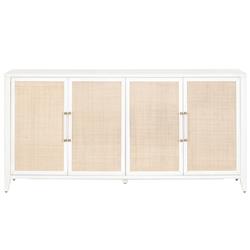 Steven Coastal Beach Natural Rattan White Frame Media Sideboard