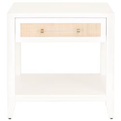 Steven Coastal Beach Natural Rattan White Frame Side Table