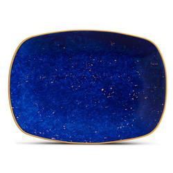 L'Objet Lapis Modern Classic Blue Porcelain Gold Accent Rectangular Tray - Small