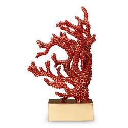 L&#39;Objet Coral Coastal Beach Red Cabochons Gold Plated Bookend
