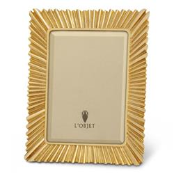 L&#39;Objet Ray Hollywood Regency Gold Plated Beveled Glass Photo Frame - 4x6