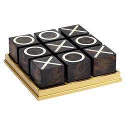L&#39;Objet Deco Modern Classic Black Natural Shells Brass Base Tic Tac Toe