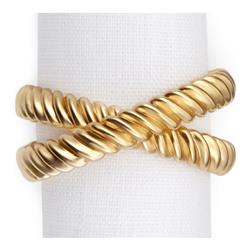 L'Objet Deco Twist Hollywood Regency Gold Metal Napkin Ring - Set of 4