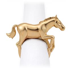 L&#39;Objet Horse Hollywood Regency Gold Plated Napkin Ring - Set of 4