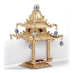 L&#39;Objet Pagoda Global Bazaar Gold Plated Napkin Ring - Set of 2