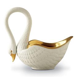 L'Objet Swan Hollywood White Porcelain Decorative Bowl - Small