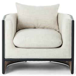 Jun Modern Cream Performance Upholstered Cushion Black Wood Cane Arm Chair