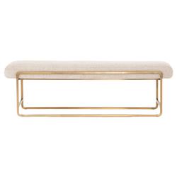Sey Modern Beige Performance Upholstered Seat Gold Steel Bench