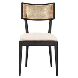 Tina Modern White Performance Upholstered Seat Black Cane Dining Chair