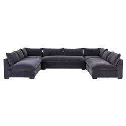 Cee Modern Classic Grey Upholstered 5 Piece Sectional - 152&quot;Wx112&quot;D