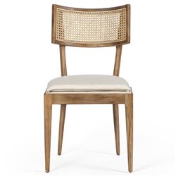 Tina Modern Beige Performance Upholstered Seat Brown Wood Cane Dining Chair