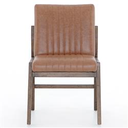 Ali Mid Century Modern Brown Leather Wood Dining Chair