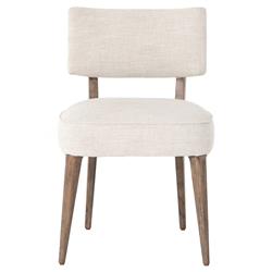 Andy Modern Classic Ivory Performance Seat Brown Wood Dining Chair