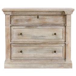 Melany French Country Natural White Wash Mango Wood 3 Drawer Nightstand