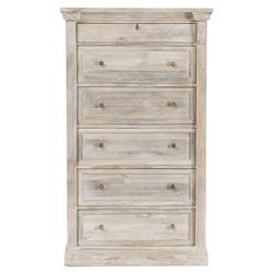Melany French Country Natural White Wash Mango Wood 6 Drawer Dresser