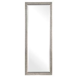 Cecille Modern Classic Diamond Stud Textured Silver Wood Floor Mirror