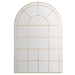 Anthony French Country Gold Metal Arch Windowpane Floor Mirror|