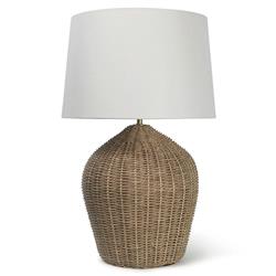 Georgian Brown Woven Rattan Bedside Table Lamp