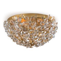 Cheshire Hollywood Regency Gold Leaf Metal Flush Mount