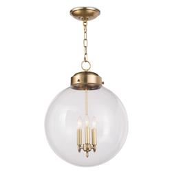 Globe French Clear Glass Bronze Metal Pendant
