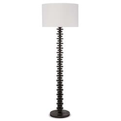 Fishbone Coastal Beach Ebony Birch Wood Column Floor Lamp