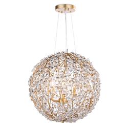 Cheshire Hollywood Clear Crystal Gold Leaf Metal Chandelier - Small