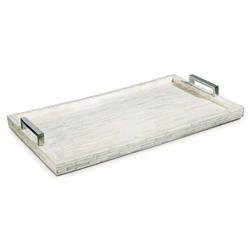 White Bone Modern Classic Nickel Handle Rectangular Tray